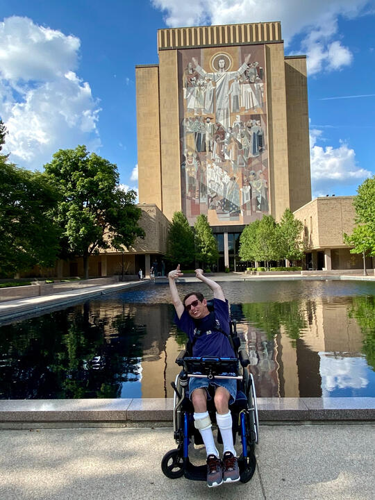 Ryan making the touchdown sign at Notre Dame