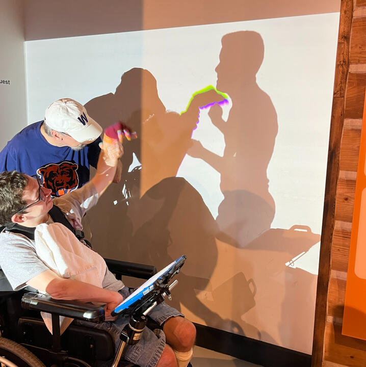 Tim and Ryan boxing at the Muhammad Ali museum